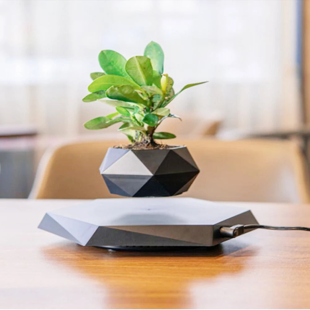 Levitating Air Bonsai Pot with Magnetic Suspension for Floating Plants - Elegant Desk Decor Planter