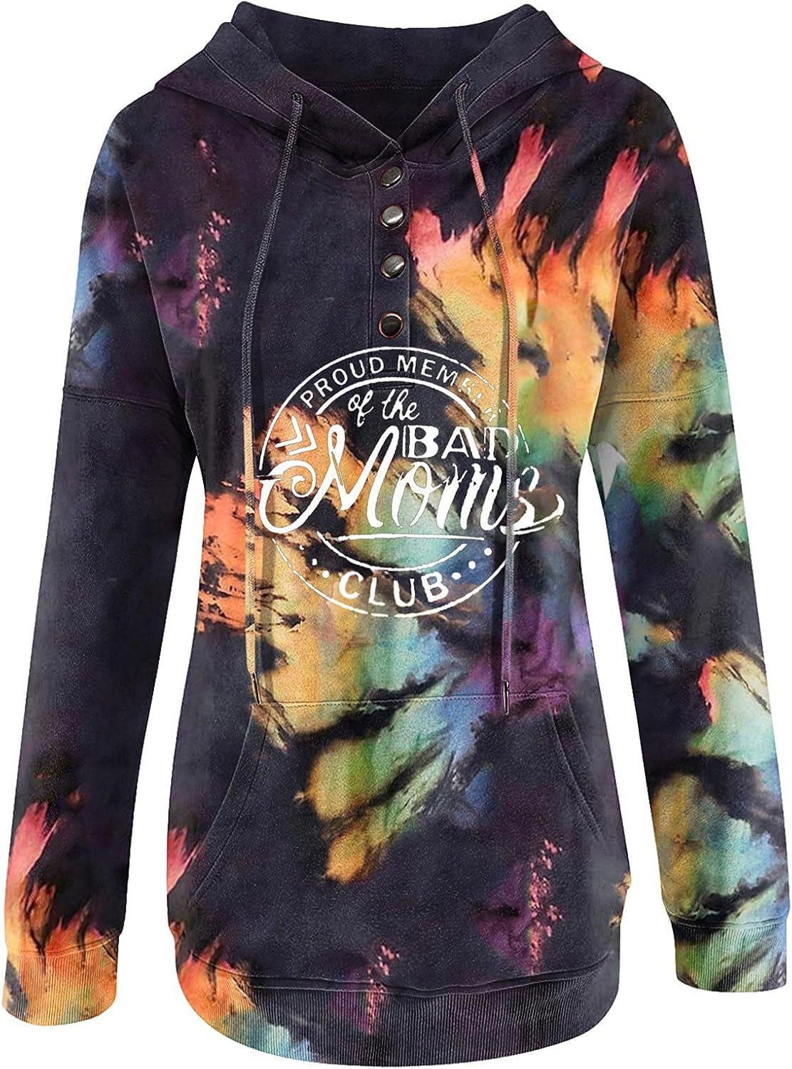 Women Hoodies Tie Dye Sweatshirts Halloween Print Tops Long Sleeve Hooded Pullovers Jumper Tops